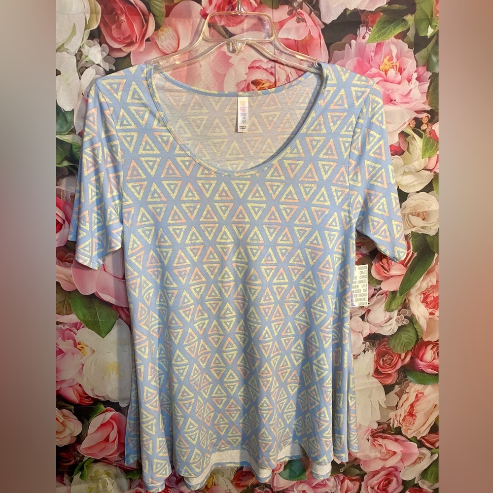 Geometric Patterned Blue Women's Top